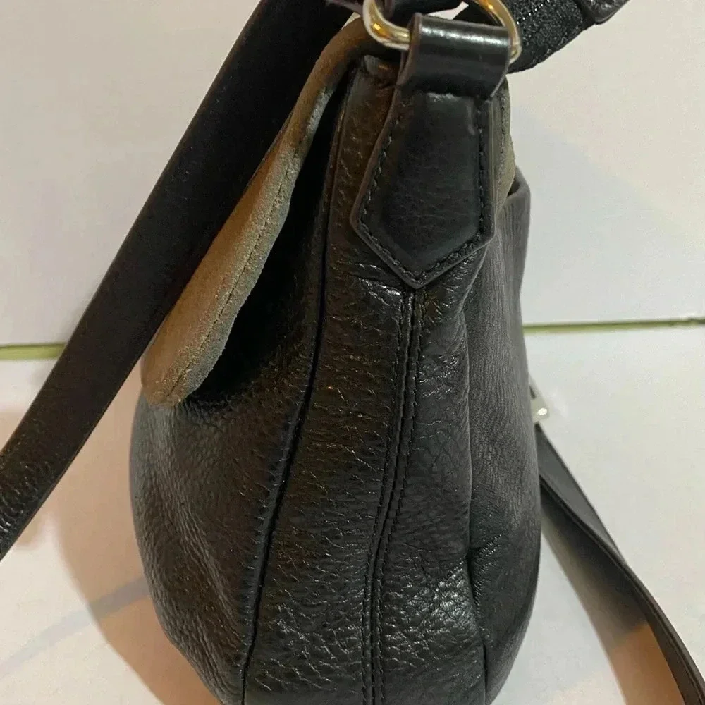Aimee Kestenberg black grey leather suede satchel handbag